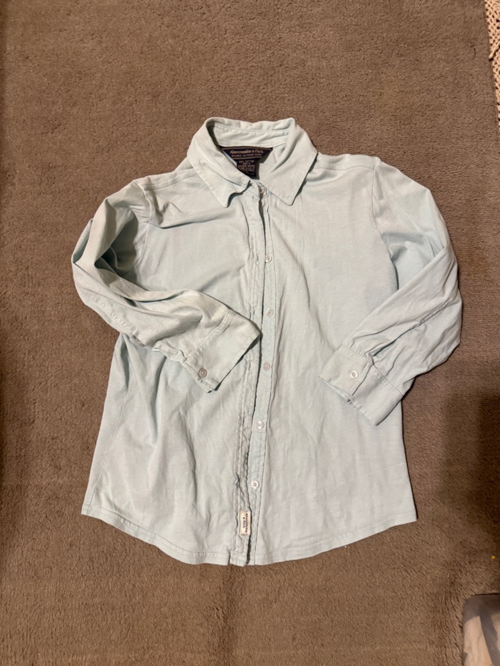 Abercrombie & Fitch Light Blue Button Down Shirt Soft Cotton Collared Top Size S